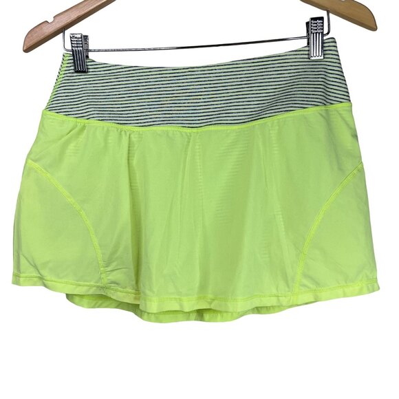 Zella Love Skort Size Medium Pull On Stripe Waist Athleisure Yoga Yellow Green - Picture 3 of 9
